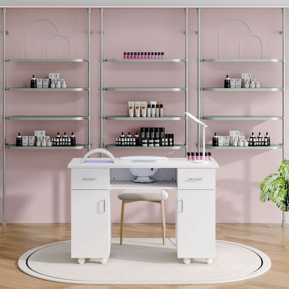 120cm Wide Wheeled Manicure Table with Electric Dust Extractor