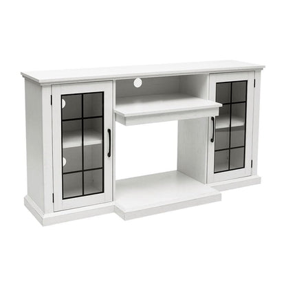 150CM W 3-sided electric fireplace TV cabinet with glass doors enclosed storage cabinet 3 flame colours