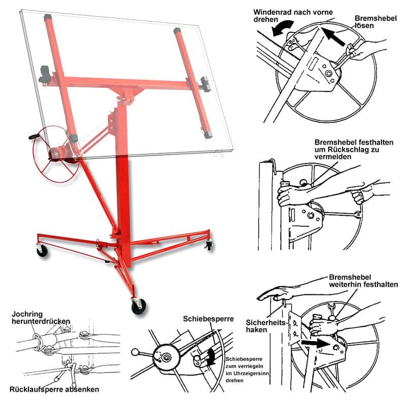 11 ft Drywall Panel Hoist Lifter with Convenient Design and Easy Assembly