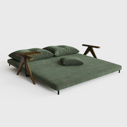 Cottonfy Foldable Matte Fabric Solid Wood 3 Mode Sofa Bed