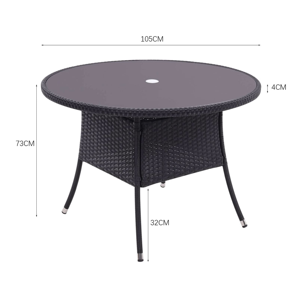 Round/Square Rattan Garden Table & Parasol Hole
