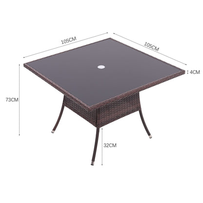Round/Square Rattan Garden Table & Parasol Hole