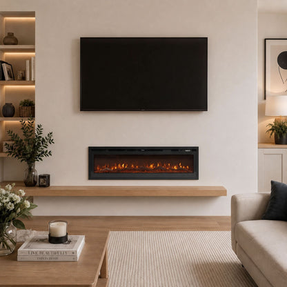 40/50/60/70/80 Inch Electric Fireplace 12 Colour LED Flame Effect Heater with Remote Control