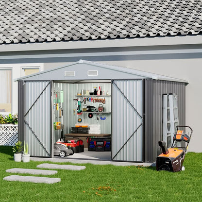 3×5 ft/ 4×6ft/ 6×8 ft/ 10×8ft/ 10×10ft/ 10×12ft Metal Outdoor Garden Storage Shed Motorcycle Sheds with Lockable