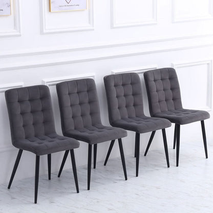 44 cm Height Set of 4 Tufted Modern Armless Dining Chairs with Metal Legs