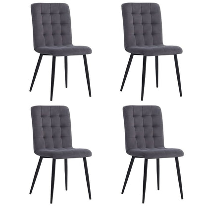 44 cm Height Set of 4 Tufted Modern Armless Dining Chairs with Metal Legs