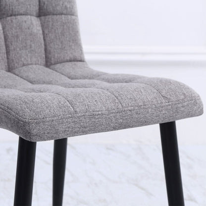 44 cm Height Set of 4 Tufted Modern Armless Dining Chairs with Metal Legs