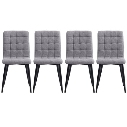 44 cm Height Set of 4 Tufted Modern Armless Dining Chairs with Metal Legs