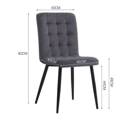 44 cm Height Set of 4 Tufted Modern Armless Dining Chairs with Metal Legs