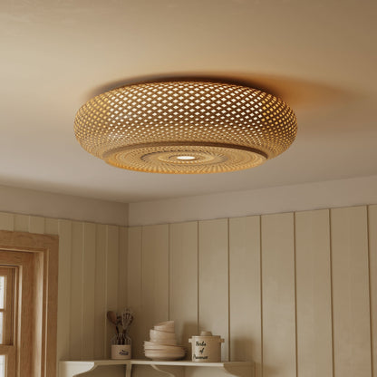 Lightsin Lutta-Handwoven Bamboo Ceiling Light – Zen-Style LED Fixture for Living Room, Bedroom & Dining Room