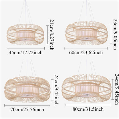 Lightsin LED Bamboo Pendant Light Drum-Shaped 45/60/70/80 Dia