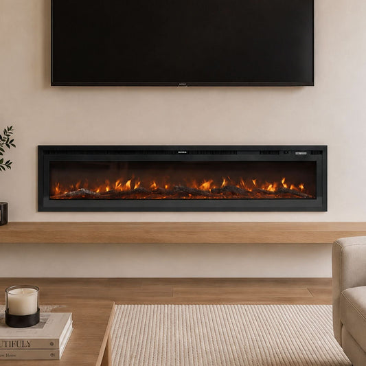 40/50/60/70/80 Inch Electric Fireplace 12 Colour LED Flame Effect Heater with Remote Control