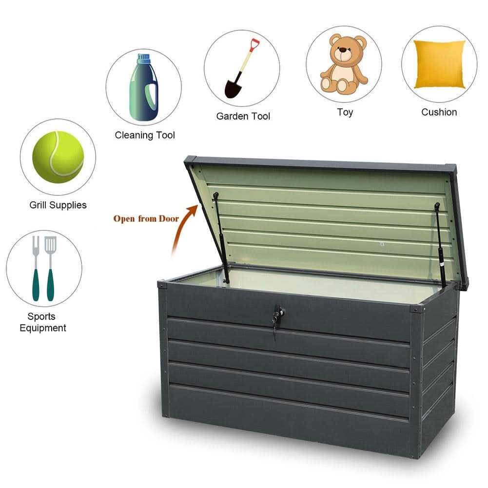 350L Steel Garden Steel Box Patio Waterproof Storage Box