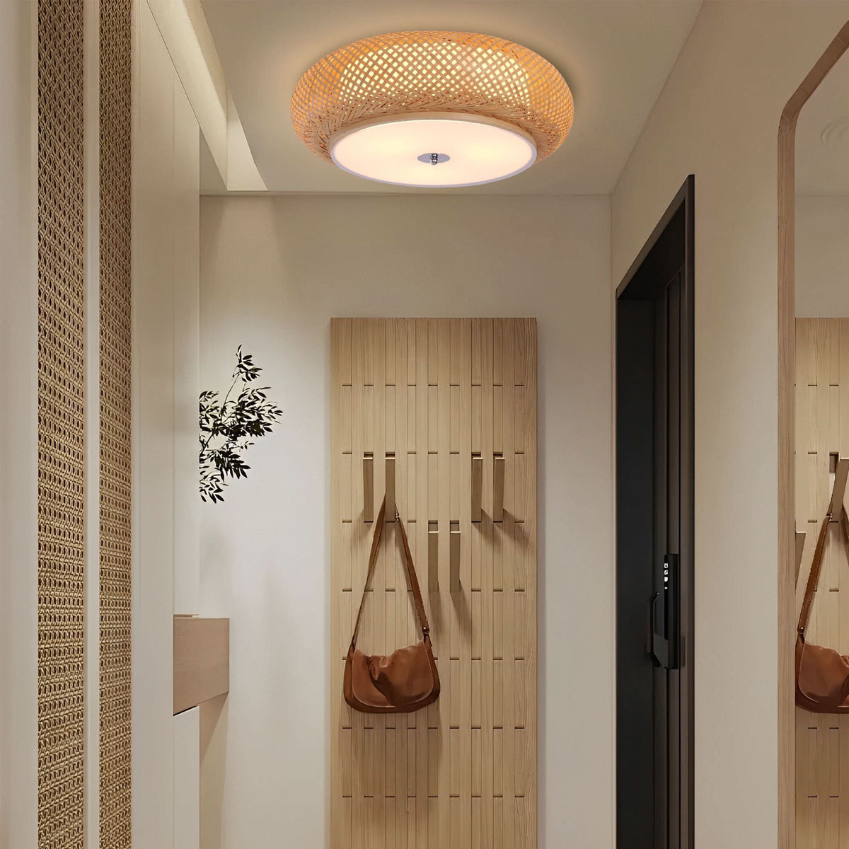 Lightsin Lutta-Handwoven Bamboo Ceiling Light – Zen-Style LED Fixture for Living Room, Bedroom & Dining Room