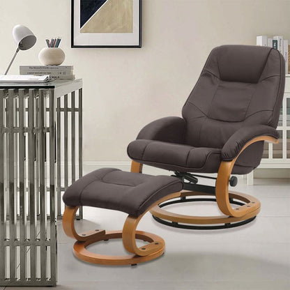 Leather Recliner Armchair with Footstool PU High Back