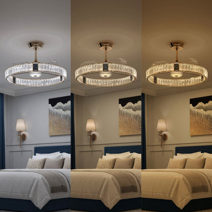 Lightsin 60cm Gold Crystal Ceiling Fan with LED Light, Remote Control & 6 Speeds