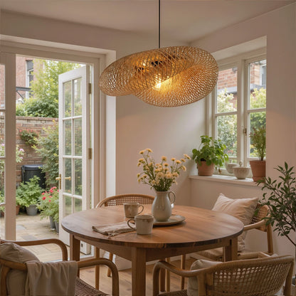 Lightsin Eco-Friendly Handmade Bamboo Pendant Light 60/80cm for Dining Room & Living Room