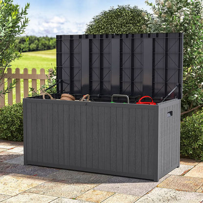4ft PP Garden Storage Deck Box Large Outdoor Grey/Black