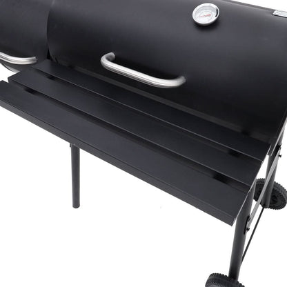 3ft Outdoor Charcoal BBQ Grill with Offset 2-in-1 Smoker and Wheels