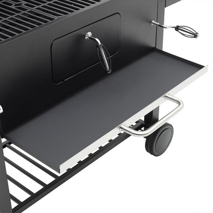 Barrel Charcoal Outdoor Grill Wide 160cm with Side Shelves