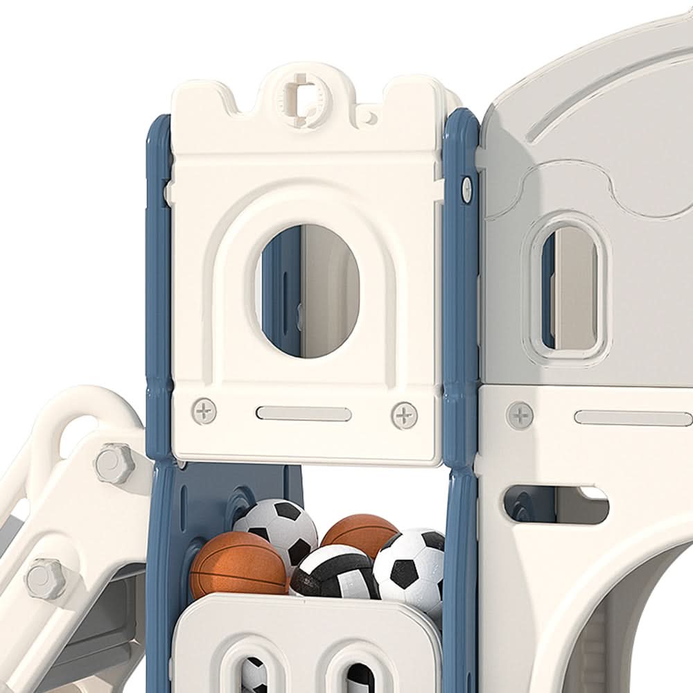 190 cm Wide Indoor Basketball Hoop Toddler Slide City Wall Kids Activity Playset