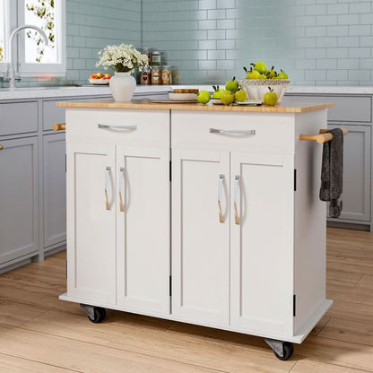 3ft Wooden Large Catering Trolley Cart Kitchen Cabinet with Drawer