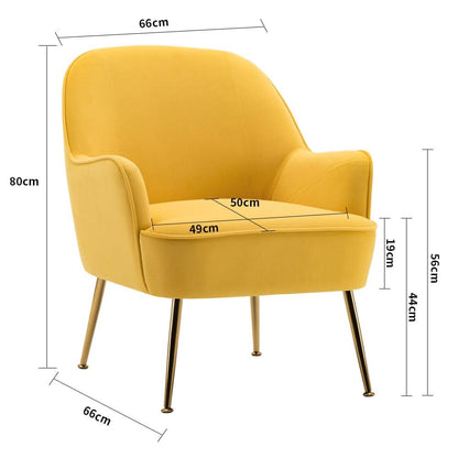 2ft Leisure Velvet Armchair with Gold-Plated Metal Legs