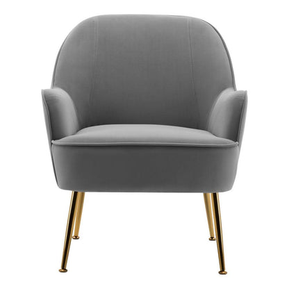 2ft Leisure Velvet Armchair with Gold-Plated Metal Legs