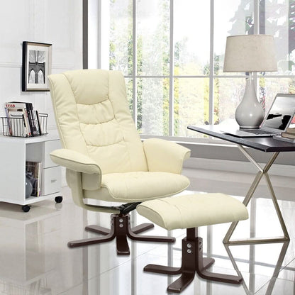 3ft Swivel Recliner Chair Armchair PU Leather with Footstool