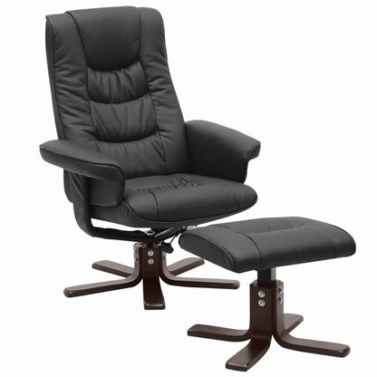 3ft Swivel Recliner Chair Armchair PU Leather with Footstool