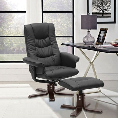 3ft Swivel Recliner Chair Armchair PU Leather with Footstool