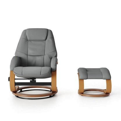 Leather Recliner Armchair with Footstool PU High Back