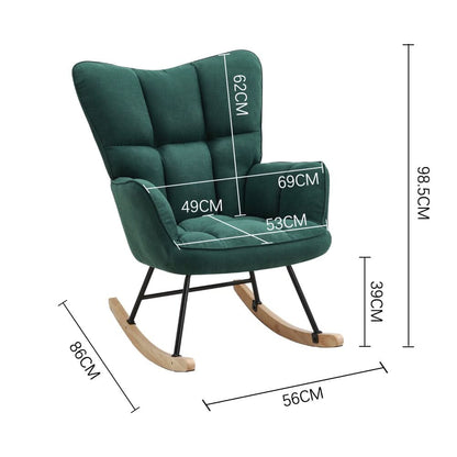3ft Patchwork Upholstered Rocking Chair with Wooden Skates