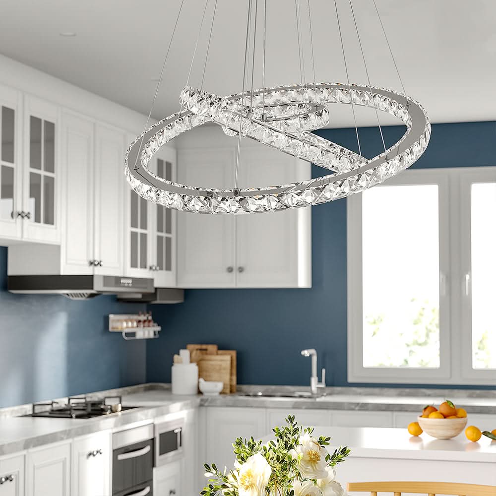 3 Rings Ceiling Light Crystal LED Chandelier Pendant Non-Dimmable