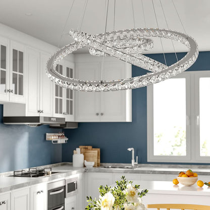 3 Rings Ceiling Light Crystal LED Chandelier Pendant Non-Dimmable