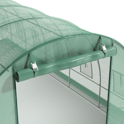 13×9ft/ 19×9ft Metal Framed Walk-in Greenhouse with Zipper Door and Windows