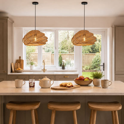Lightsin Spiral Woven Paper Rope Pendant Light for Kitchen Island & Dining Room