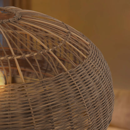 Lightsin Handcrafted Rattan Pendant Light in Flat Round Basket Shape