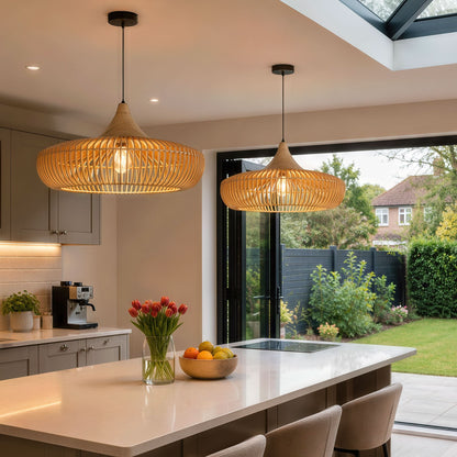 Lightsin Shadome Handcrafted Wooden Kitchen Pendant Light