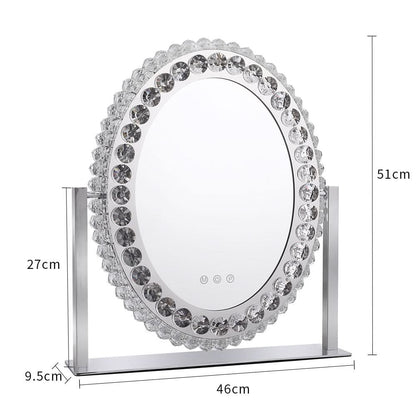 51cm H Hollywood LED Oval Makeup Mirror with Luxury Crystal