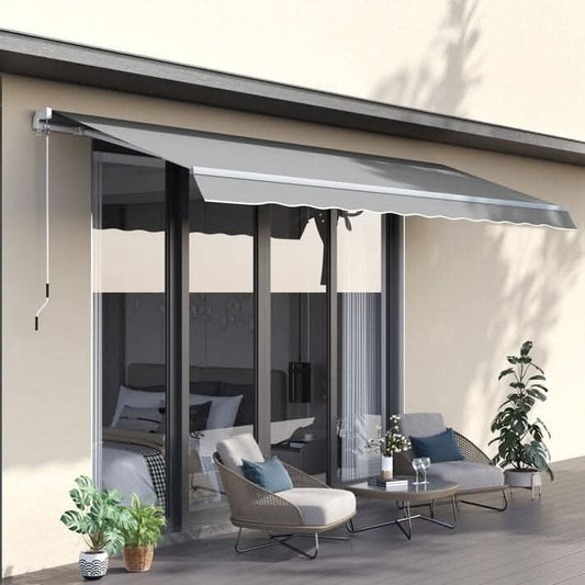 6ft/ 8ft/ 9ft/ 11ft/ 13ft Outdoor Retractable Patio Manual Shelter Awning Canopy for Window and Door