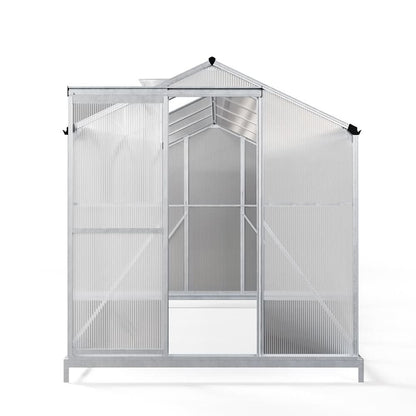 4x6ft/ 6x6ft/ 8x6ft/ 10x6ft Silver Aluminum Framed Greenhouse with Vent