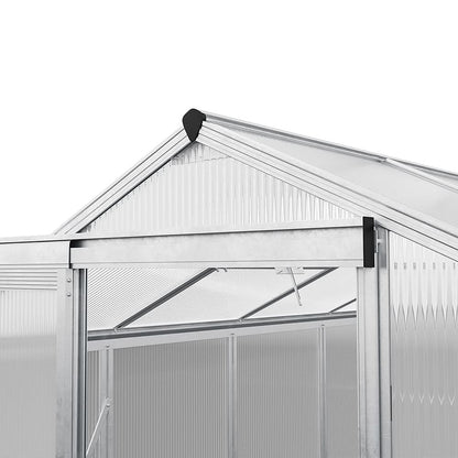 4x6ft/ 6x6ft/ 8x6ft/ 10x6ft Silver Aluminum Framed Greenhouse with Vent