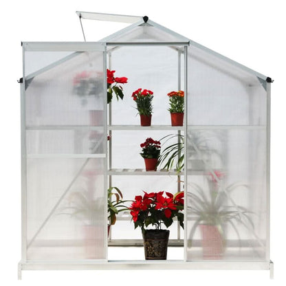 4x6ft/ 6x6ft/ 8x6ft/ 10x6ft Silver Aluminum Framed Greenhouse with Vent