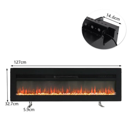 40/50/60 Inch Black/White 9 flame colour Electric Fireplace 1800W Wall Mounted Heater With Installation Kit