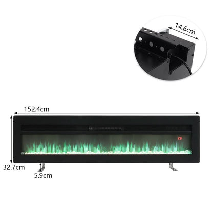 40/50/60 Inch Black/White 9 flame colour Electric Fireplace 1800W Wall Mounted Heater With Installation Kit