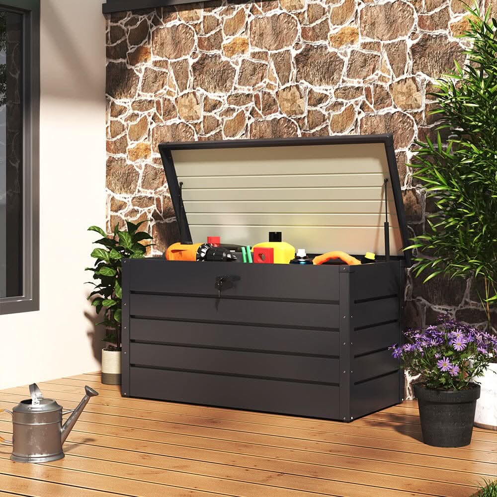 350L Steel Garden Steel Box Patio Waterproof Storage Box