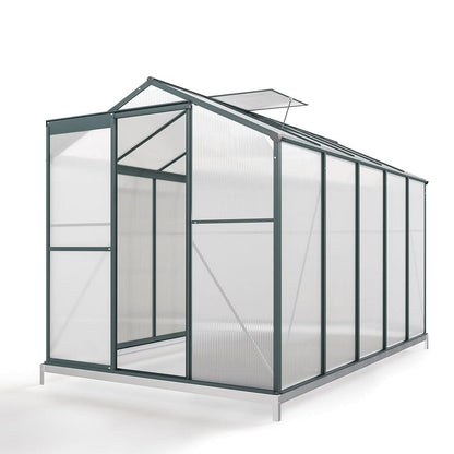 4×6 ft/ 6×6 ft/ 8×6 ft/10' x 6' ft Garden Greenhouse Green Framed with 2 Vents Rain Gutter Setting