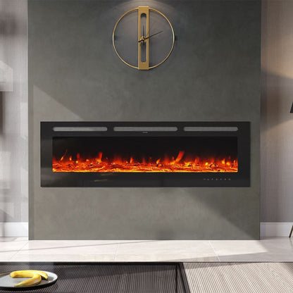 70/80/100 Inch Inset Electric Fireplace Built-In Heater with 9 Flame Colour