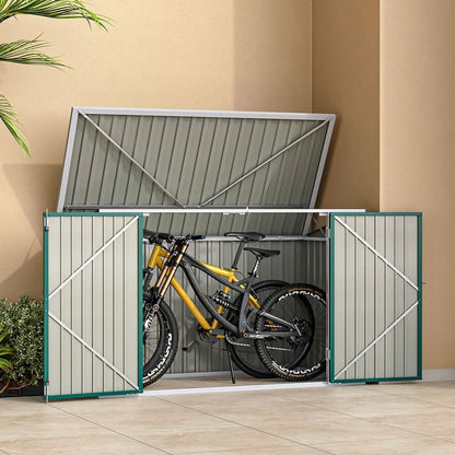 6/7ft Lockable Steel Garden Metal Junk/Bike Storage Shed Green/Black/Grey